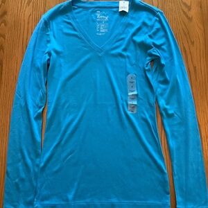 GAP The Bowery Super Soft V-Neck Long Sleeve Blue Shirt Size Small NWT